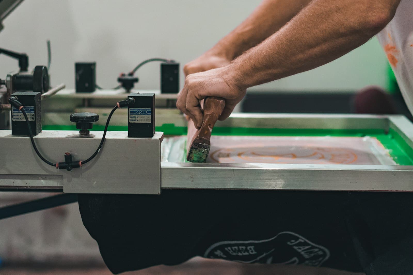 Screen printing a garment by hand